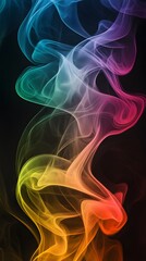 Fototapeta premium Colorful Smoke on Black Background, Abstract Image, Texture, Pattern Background, Wallpaper, Cover and Screen of Smartphone, Cell Phone, Computer, Laptop, 9:16 and 16:9 Format