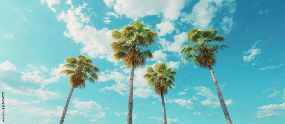 Aufkleber perfect palm trees set against a beautiful blue sky with a copy space image