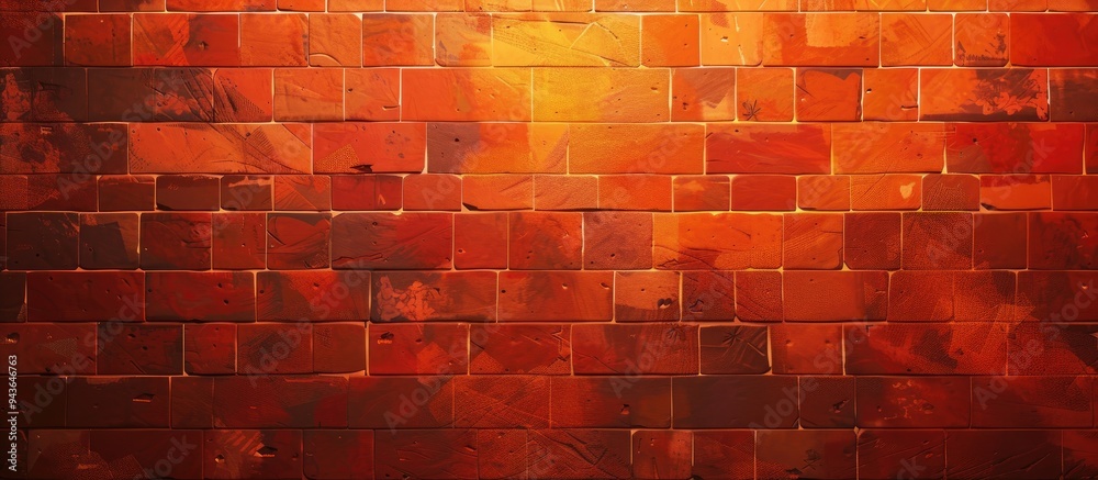 Aufkleber Retro style brick wall background with an orange polygonal texture design ideal for a copy space image