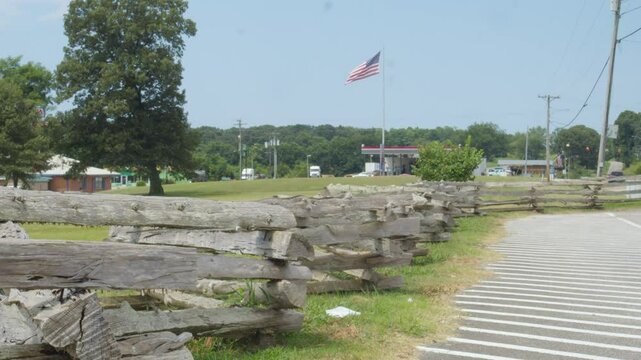 American Flag Over Parkers Cross Roads Civil War Battlefield 