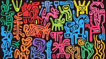 Vibrant and Colorful Abstract Digital Art with Geometric Shapes and Dynamic Patterns