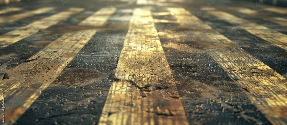 Poster deserted road with a crosswalk showing tire marks providing a copy space image