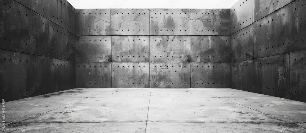 Poster An image exhibiting an empty monochromatic theme portraying the outer perimeter of an aged cement wall with space for text or graphics. Creative banner. Copyspace image