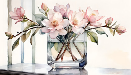 bouquet of magnolia in a vase