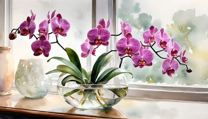 bouquet of orchid in a vase