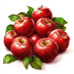 Bountiful Harvest of Freshly Picked Apples - Seasonal Fruit in Vibrant Photorealistic Style on White Background
