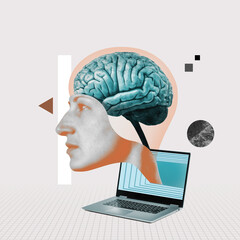 A metaphorical representation of artificial intelligence. Art collage.