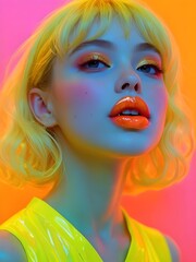 Fototapeta premium portrait of a girl with colorful makeup