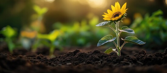 Sunflower sprout The sunflower seed is the fruit of the sunflower plant The term sunflower seed is technically incorrect when referring to the seed within its pericarp hull. with copy space image