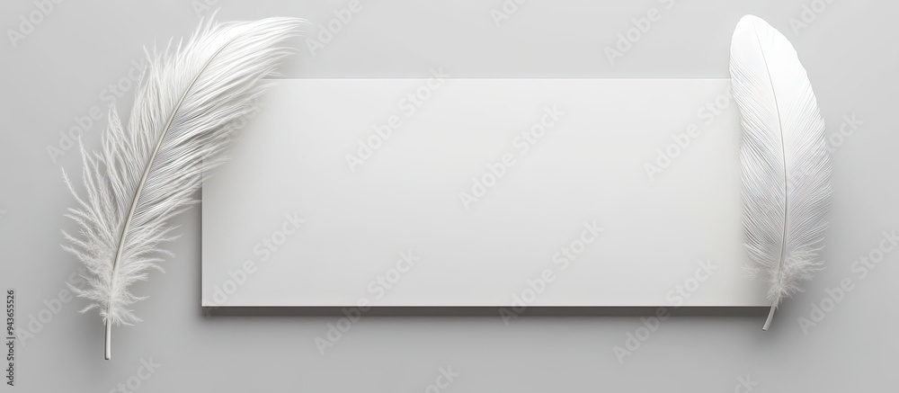 Poster blank space paper tag with a feather for your own copyspace