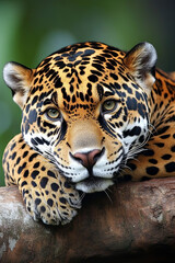 Obraz premium Jaguar, Panthera Onca. beautiful rosettes that serve as camouflage when hunting 