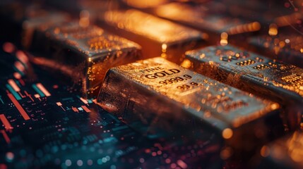 A close up of gold bars with the numbers 1999 on them