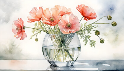 bouquet of poppy in a vase