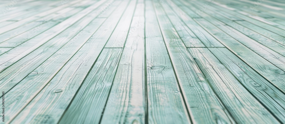 Poster pastel green wooden textured floor background. with copy space image. place for adding text or desig