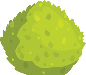 Cartoon style round decorative bush growing with lush green foliage for gardening or landscape design