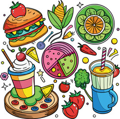 Fruit Basket Coloring Page For Kids and Adults, Vector illustration EPS And Image