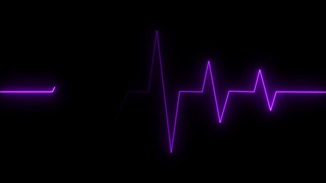 Glowing neon heartbeat pulse line animation. Neon heartbeat monitor ekg line animation.  Medical laboratory concept.