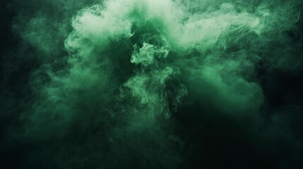Obraz premium Real green smoke exploding outwards with empty center.Dramatic smoke or fog effect for spooky Halloween background.Fog or smoke,generative ai