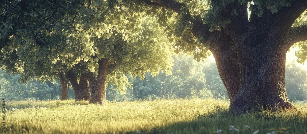 Fototapete Oak Trees. with copy space image. Place for adding text or design