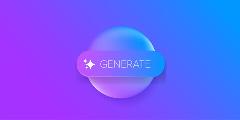 AI generated ultraviolet neon button for artificial intelligence generate app vector design. Artificial intelligence generate button for web application and AI generation online tool UI