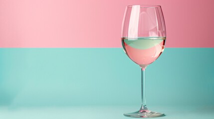 Wine Glass on Pastel Background
