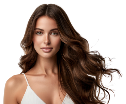 PNG Elegant woman with flowing hair