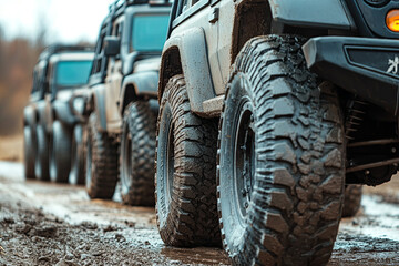 line up of offroad car
