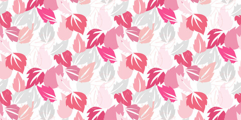 Seamless pattern, leaves, abstract flowers, ornament, texture, contours