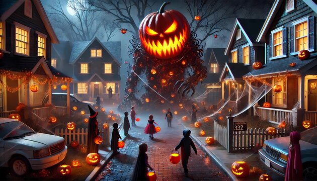 Monstruo de calabaza en halloween