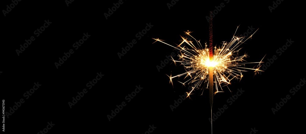 Poster New Year s party sparkler against a black background. with copy space image. Place for adding text or design