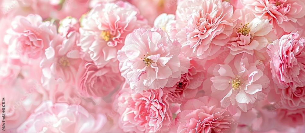 Aufkleber pink spring blooms on a white background. with copy space image. place for adding text or design