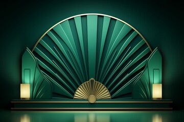 Elegant art deco green wall lamps in stylish background design for sophisticated ambiance