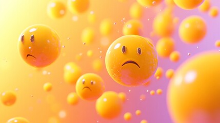An imaginative depiction of yellow emoticons in a vibrant background. Expressive and playful design, reflecting emotions and moods. Suitable for various digital and creative projects. AI