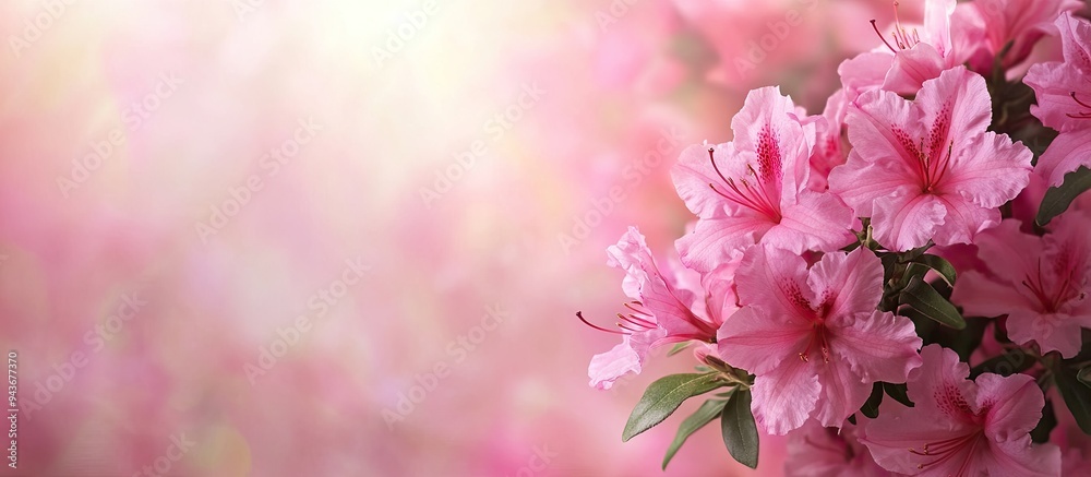Poster beautiful pink azalea flowers with a background of desert rose. with copy space image. place for add