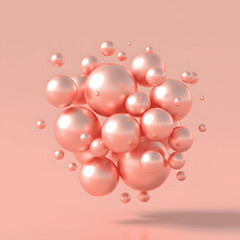 Abstraction for advertising. Pink balls on a pink background. 3d rendering illustration
