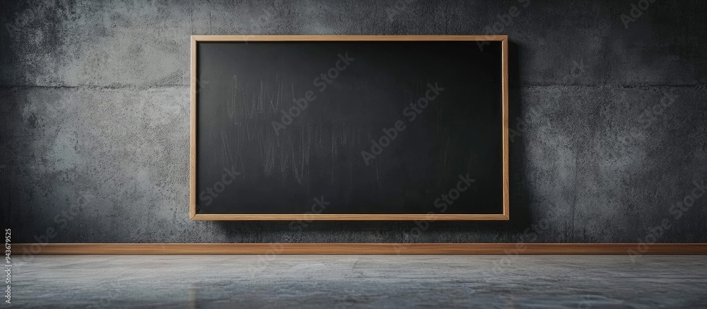 Poster Blackboard and erase board on the cement floor. with copy space image. Place for adding text or design