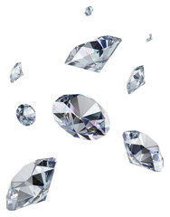 PNG Sparkling diamonds floating in air