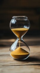 An hourglass with sand falling at an incredibly fast speed, symbolizing the concept of time running out or remote work information sharing on a digital platform