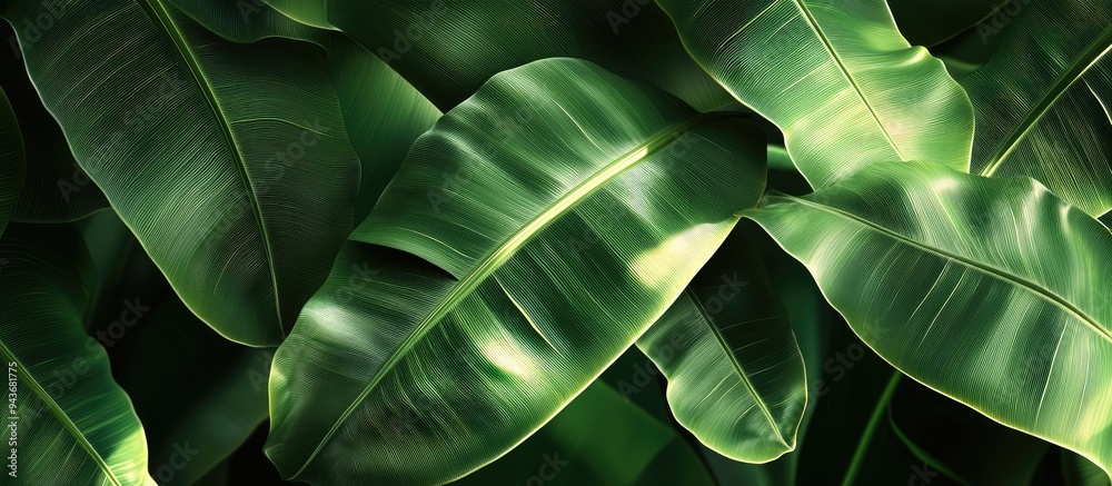 Aufkleber Banana leaf form Banana leaf pattern. with copy space image. Place for adding text or design