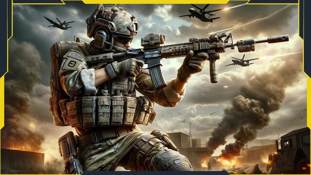 Modern Shooter Game Streaming Full Screen Border Overlay