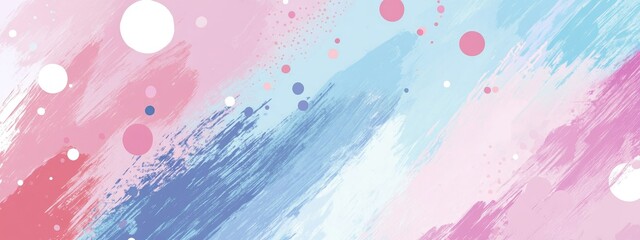 Abstract background with colorful brush strokes and dots, pastel blue pink purple cream. Pastel cute background