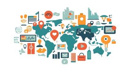 Connecting the World: Global Communication Concept with Digital Technology and Networking