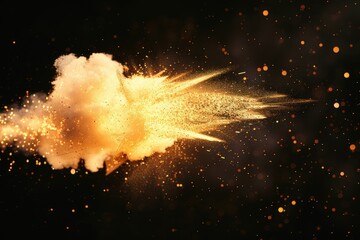 Gunshot explosion with bright flash and abstract shape.