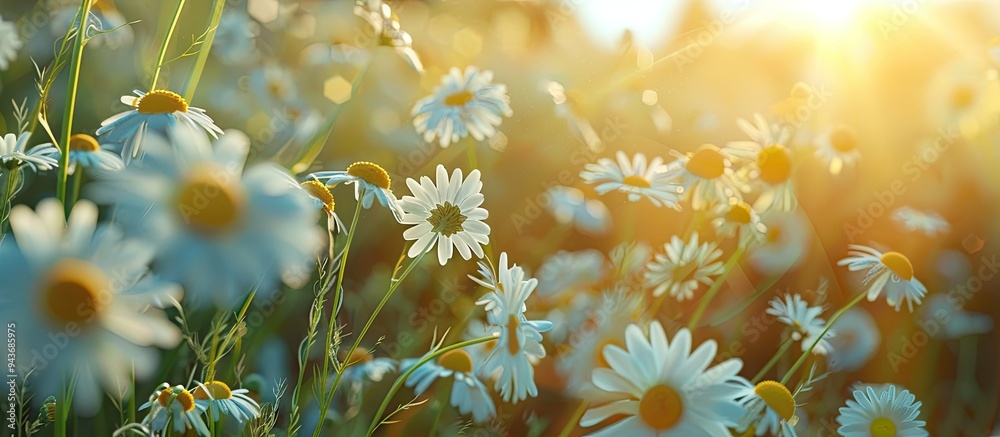 Aufkleber Chamomile field. with copy space image. Place for adding text or design