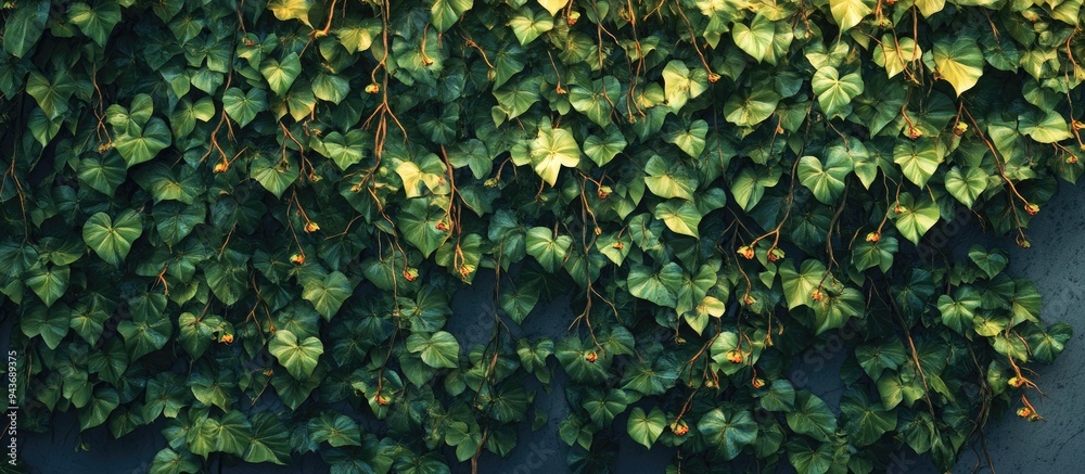 Poster Wall covered in ivy. with copy space image. Place for adding text or design