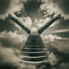 Fototapeta premium Stairway to Heaven: A Majestic Ascent Among the Clouds