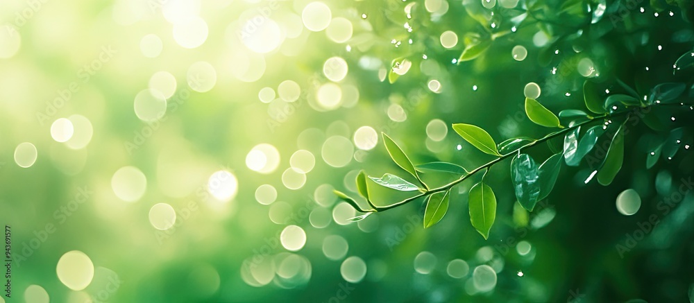 Poster bokeh effect on a green abstract natural background. with copy space image. place for adding text or