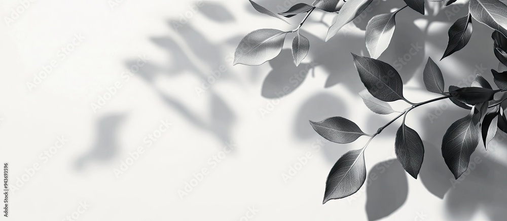 Leinwandbilder blurry shadows of tree leaves on a light gray background. with copy space image. place for adding te