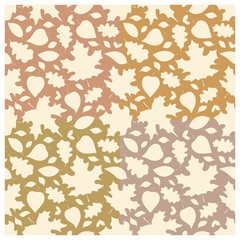 Autumn seamless pattern with falling leaves, autumn background with leaf silhouettes.