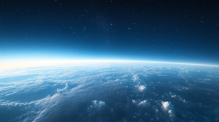 Fototapeta premium Subtle stratus clouds fading into the distant horizon, with the ozone layer barely perceptible in the upper sky, Stratus Fading Ozone, Distant atmospheric layers